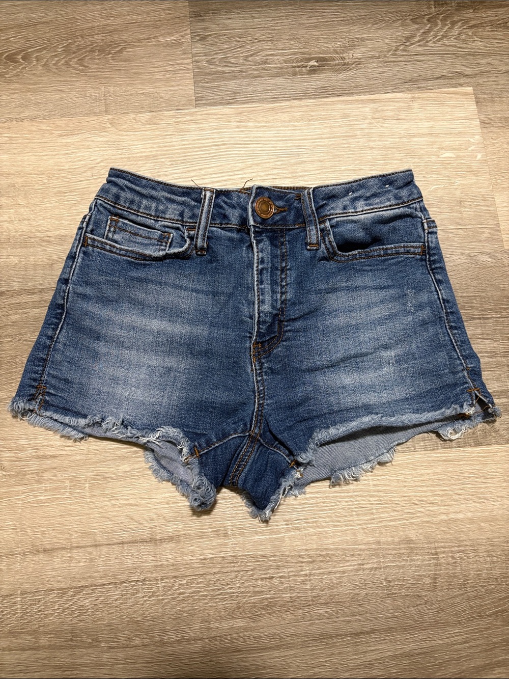SO Blue Distressed High Rise Jean Shorts